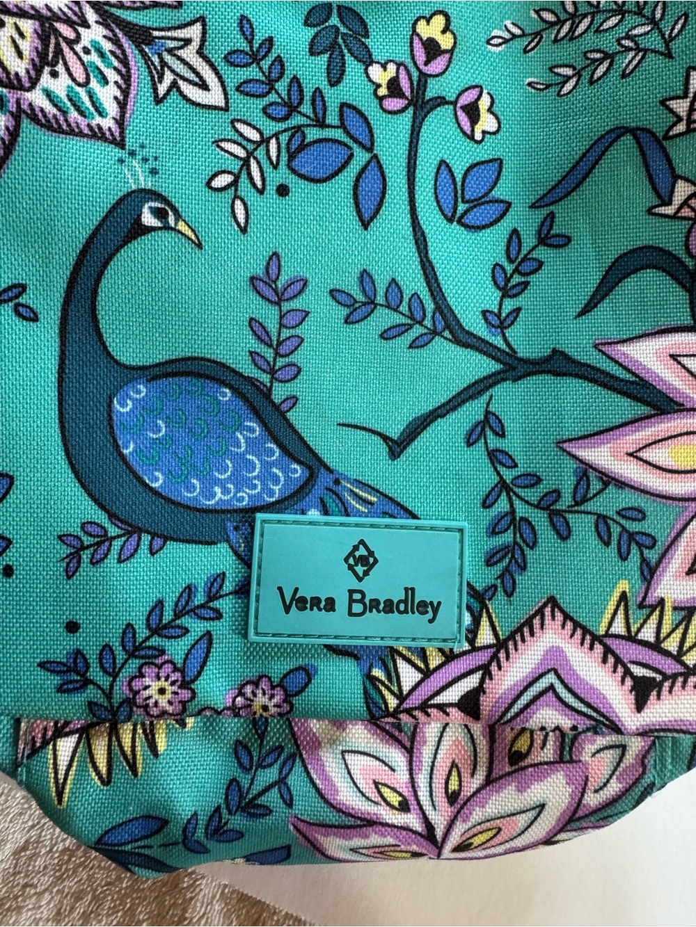 Vera Bradley Teal Floral Quilted Tote with Pink and Blue Accents - Picture 3 of 5